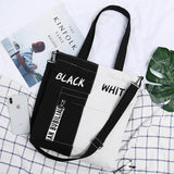 Youth Letter Print Canvas Tote Bag Student Handbag