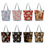 Floral Printed Travel Beach Bag High Capacity Tote Handbags for Women