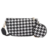 Vintage Plaid Underarm Crossbody Bag with Round Purse Pendant
