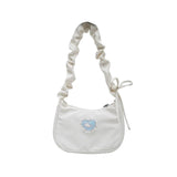 Heart Print Canvas Crescent Bag Shoulder Bag Casual Tote Bag