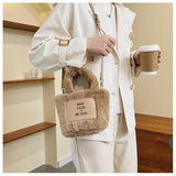 Plush Shoulder Bag Letter Messenger Bag Purse High Bag Women Handbags