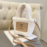 Plush Shoulder Bag Letter Messenger Bag Purse High Bag Women Handbags