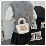Plush Shoulder Bag Letter Messenger Bag Purse High Bag Women Handbags