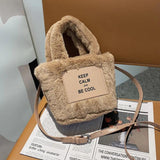 Plush Shoulder Bag Letter Messenger Bag Purse High Bag Women Handbags