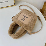 Plush Shoulder Bag Letter Messenger Bag Purse High Bag Women Handbags