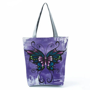 Butterfly Printed Handbags High Capacity Travel Tote Shoulder Bag