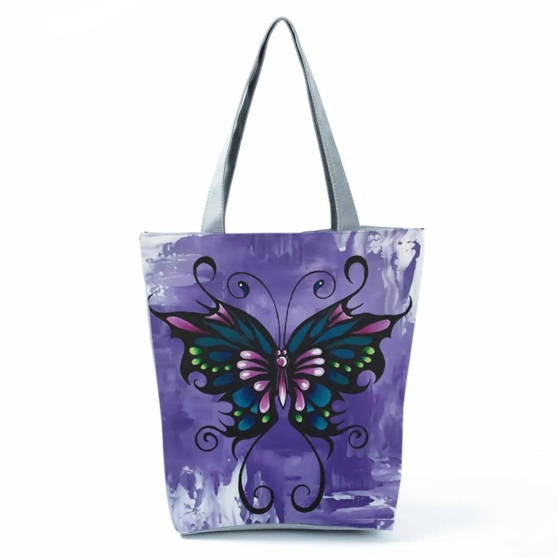 Butterfly Printed Handbags High Capacity Travel Tote Shoulder Bag