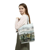 Folding Harajuku Eco Tote Bag Chinese Landscape Women's Handbag