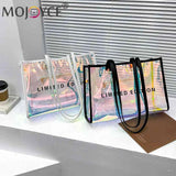 Women PVC Transparent Travel Shoulder Bag Summer Beach Tote