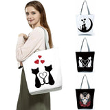 Cat Printed Handbags Outdoor Travel Shoulder Bag Eco Friendly