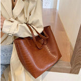 Crocodile Pattern Women Commute Tote Bags Large Capacity Shoulder Handbags