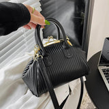 Pleated Handbag with Handle Lattice Shoulder Bag
