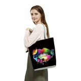 Lips Cartoon Printed Tote Shoulder Bag Eco-Friendly Travel Handbag