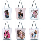 Cartoon Mama Print Tote Mom Baby Handbags Eco Shopping Bags