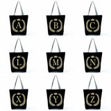 Initial Letter Crown Print Women's Shoulder Bag Name Women Travel Storage Bag