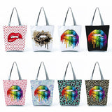 Leopard Shoulder Bags High Capacity Sexy Lips Print