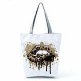 Leopard Shoulder Bags High Capacity Sexy Lips Print