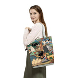 Harajuku Women's Handbag Portable Eco Shopping Bag Digital 3D Cat Printed Totes