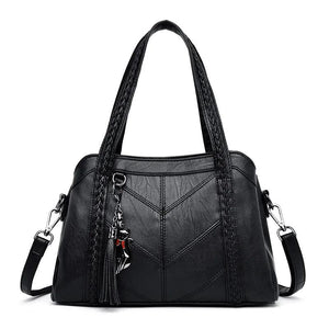 Vintage Leather Crossbody Bag for Women - Brown