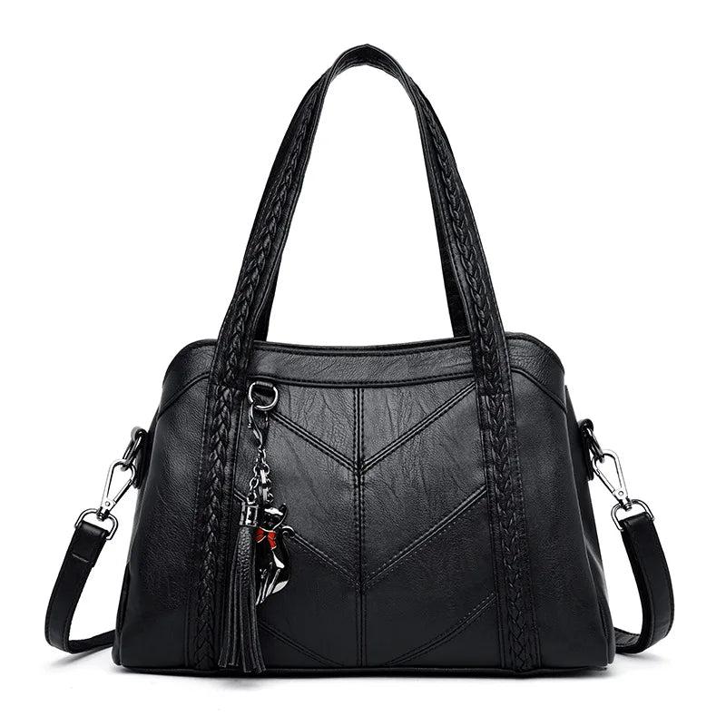 Vintage Leather Crossbody Bag for Women - Brown