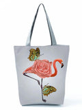Flamingo Rose Butterfly Print Women's Handbag Soft School Bag Travel