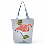 Flamingo Rose Butterfly Print Women's Handbag Soft School Bag Travel