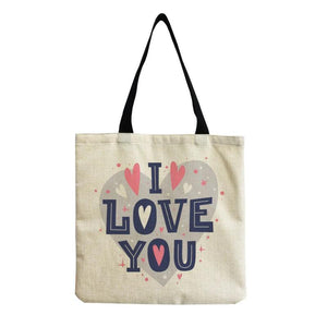Eco Friendly Shoulder Bag Love Heart Print Tote Bag Women