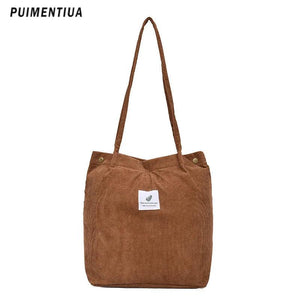 Corduroy Shoulder Bag Eco Shopper Tote