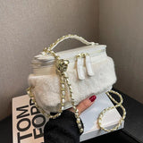 Plush Stitching Box Crossbody Bags Women Handbags And Purses
