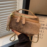 Plush Stitching Box Crossbody Bags Women Handbags And Purses