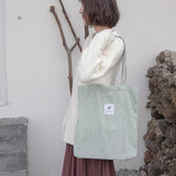 Women Corduroy Canvas Tote Handbag Female Shoulder Bags