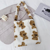 Bear Print Plush Tote Handbag - Top-handle Shoulder Bag