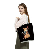 Anime Cat Print Shopping Tote Bag for Men and Women