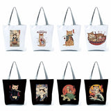 Anime Cat Print Shopping Tote Bag for Men and Women