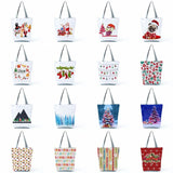 Eco Reusable Shopping Snowflake Bell Print Santa Claus Tote Bag