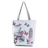 Flower Butterfly Printed Shoulder Bag Large Women's Tote Bag