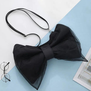 Bow Bag Women Sweet Solid Zipper Shoulder Handbag Purse Small Fresh