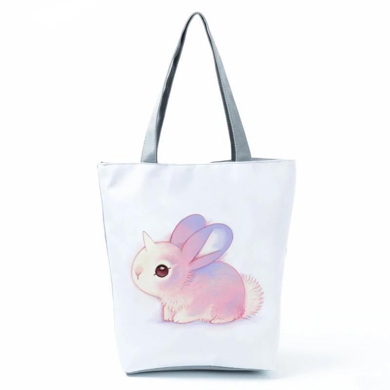 Cute Rabbit Print Women's Shoulder Bag - High Capacity Outdoor Travel Handbag