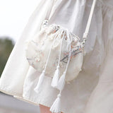 Canvas Women's Shoulder Bag Buckle Handbag Bucket Cloth