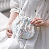 Canvas Women's Shoulder Bag Buckle Handbag Bucket Cloth