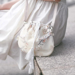 Canvas Women's Shoulder Bag Buckle Handbag Bucket Cloth