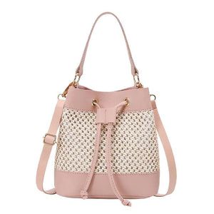 High-capacity Crossbody Bag Drawstring Straw Woven