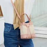 High-capacity Crossbody Bag Drawstring Straw Woven