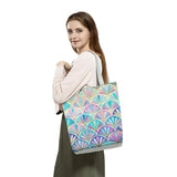 Large Capacity Tote Flower Plant Print Travel Reusable Women Handbag
