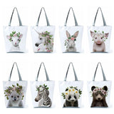 Animal Floral Series Print Women Handbags Large Capacity Tote Shopping Bag
