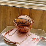 Basketball Shape Women Bag Solid Round Shoulder Acrylic Chain Messenger Handbag