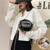 Basketball Shape Women Bag Solid Round Shoulder Acrylic Chain Messenger Handbag