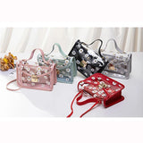 Daisy Pattern Tote Bag Transparent Shoulder Handbag with Chain Strap