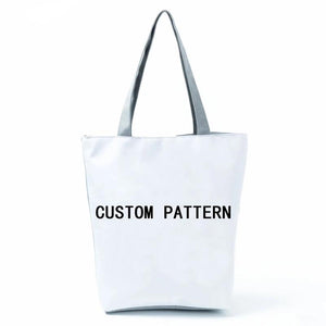 Reusable Starry Sky Cat Handle Tote Bag Eco Shopping Bag With Zipper