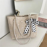 Straw Woven Bag Silk Scarf Women's Shoulder Bag Beach Handbags